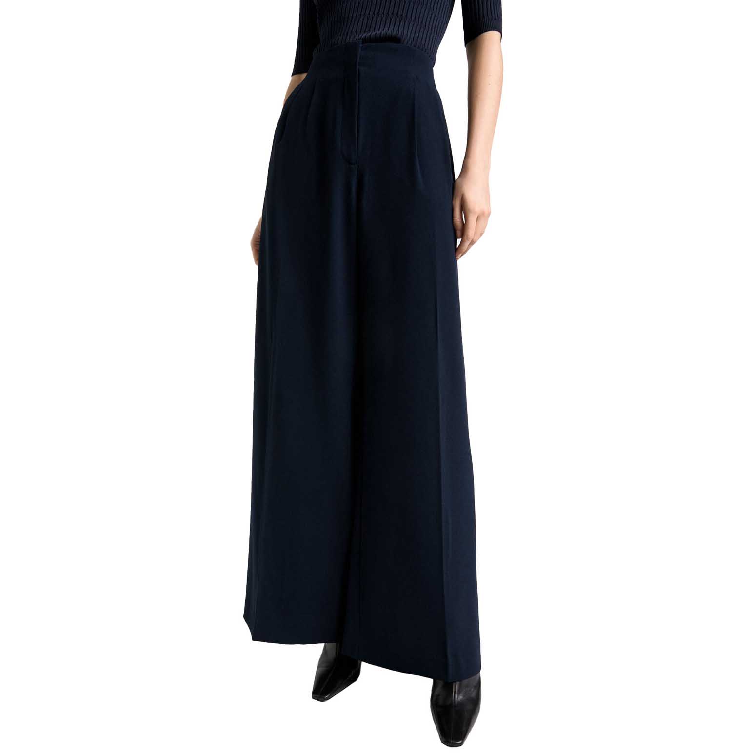 Cue Recycled Crepe Pleat Wide Leg Pant